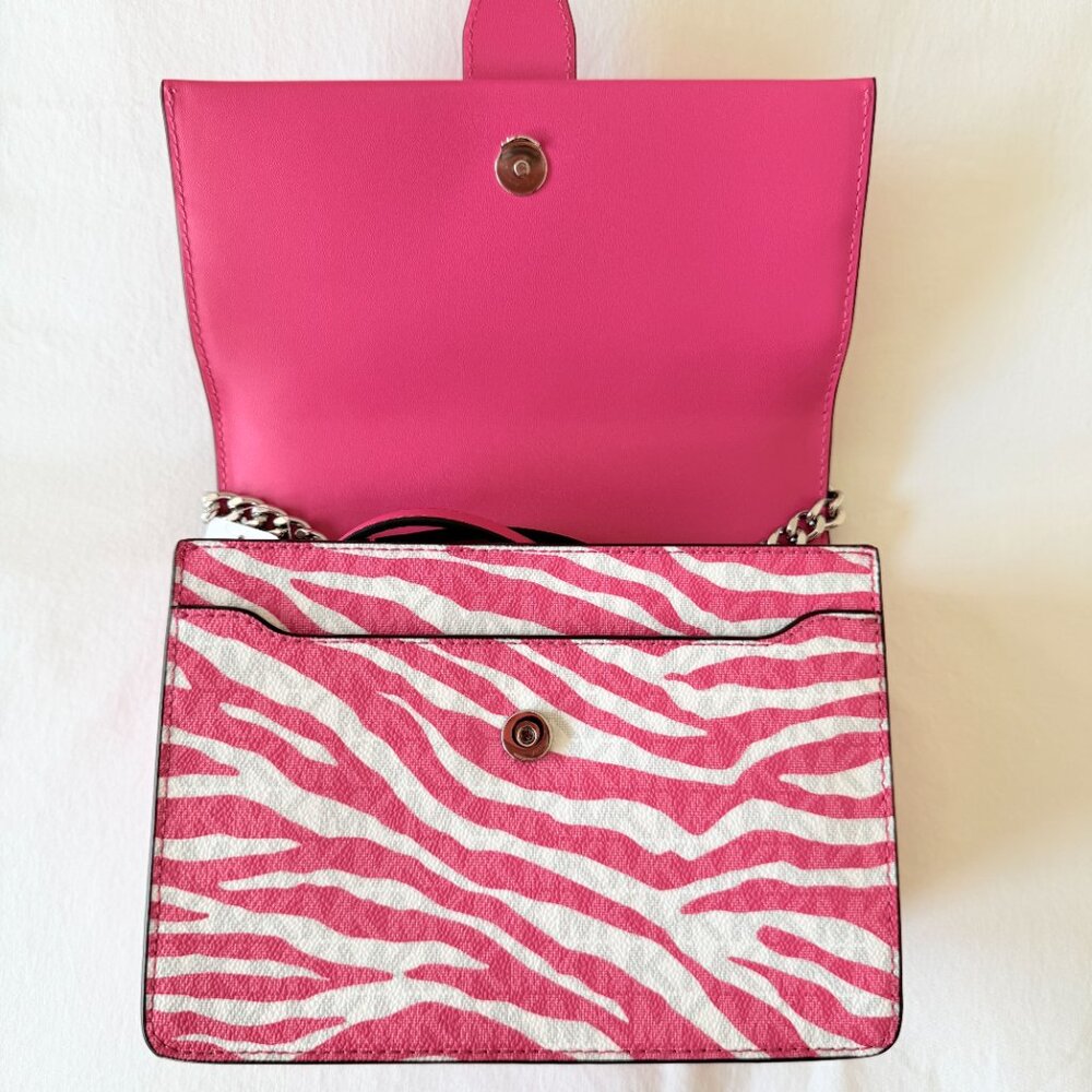 Michael Kors Greenwich Medium Flap Crossbody Bag Dragonfruit Pink - Picture 8 of 16